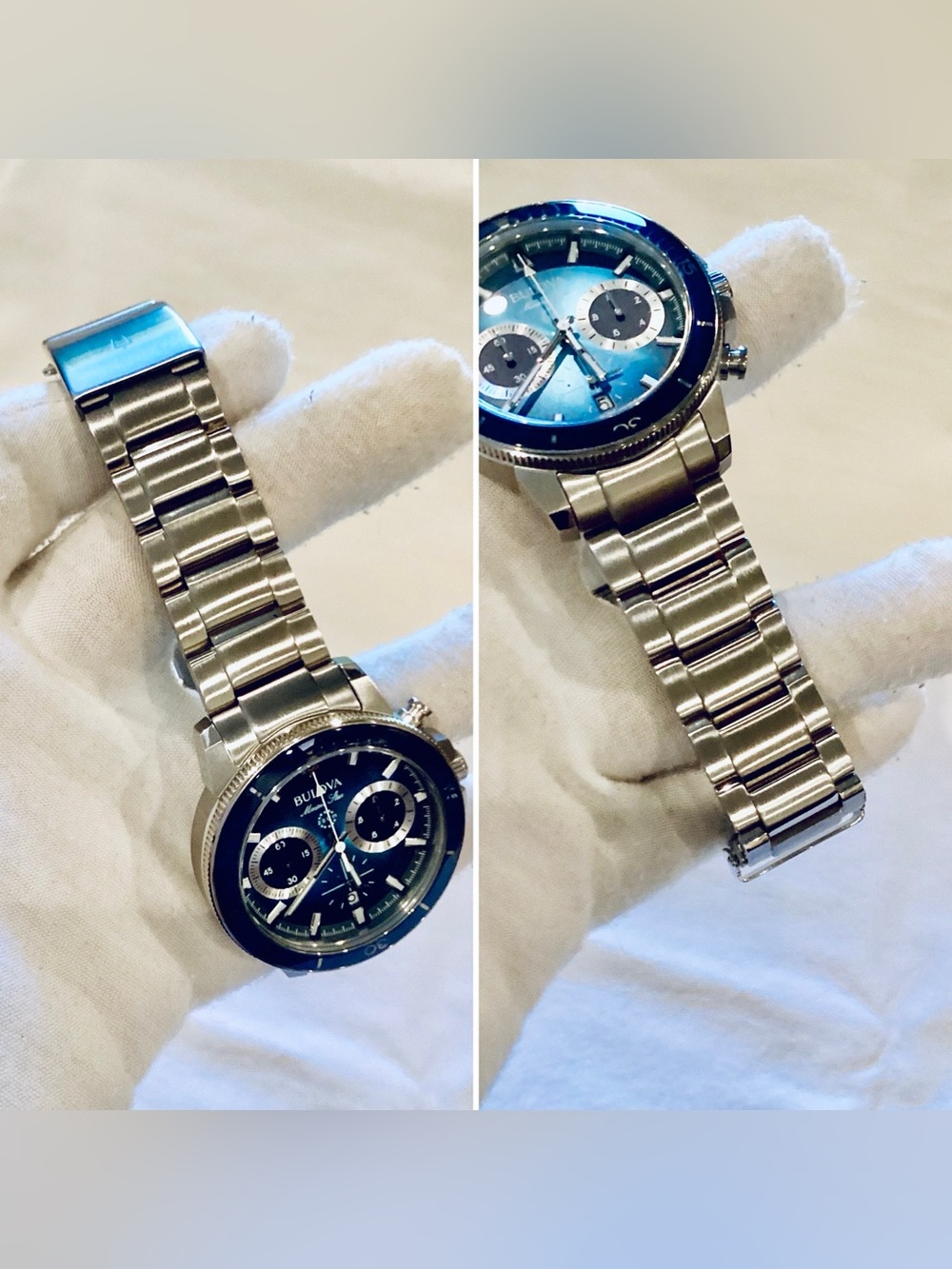 Bulova Marine Star 96B380 Chronograph Blue Dial Men's Watch 45mm FULL-KIT - Picture 6 of 16